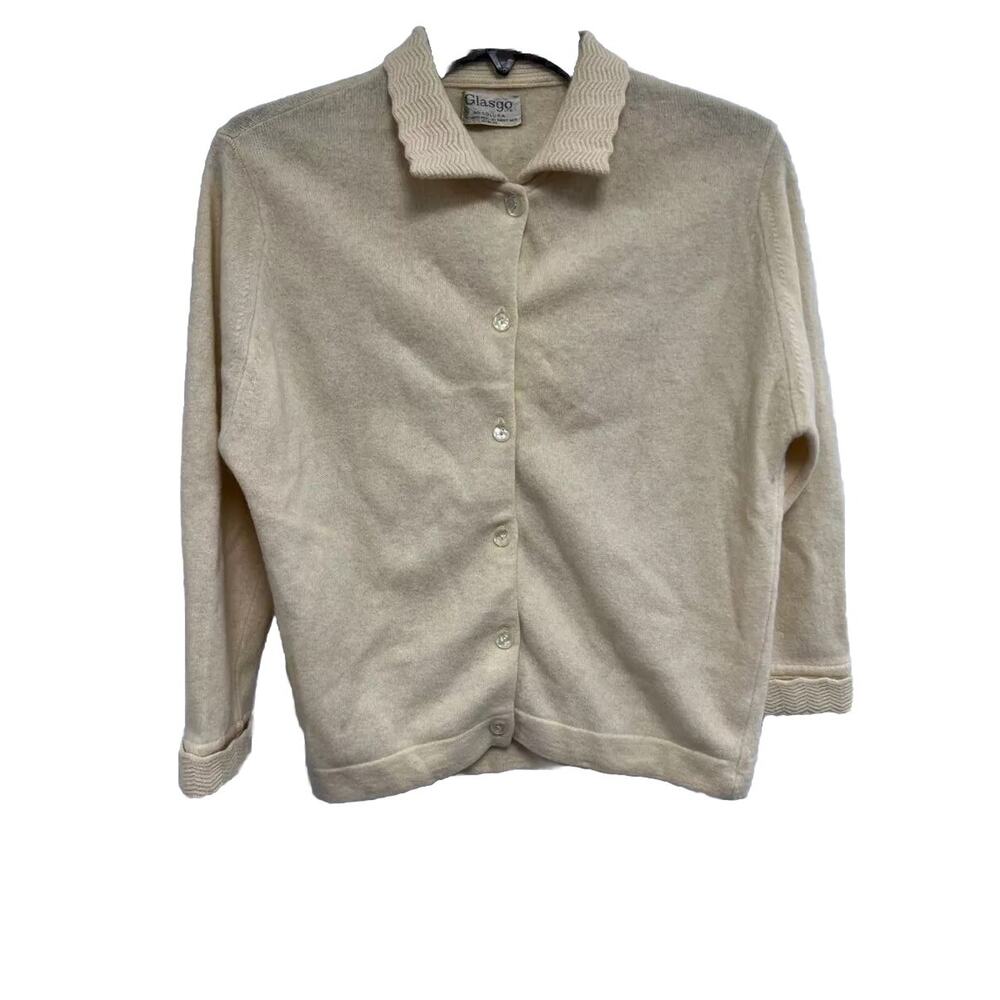 Glasgo Woman Cardigan Long Sleeve Lamb Wool Rabbit Hair Beige Size 36 A000489